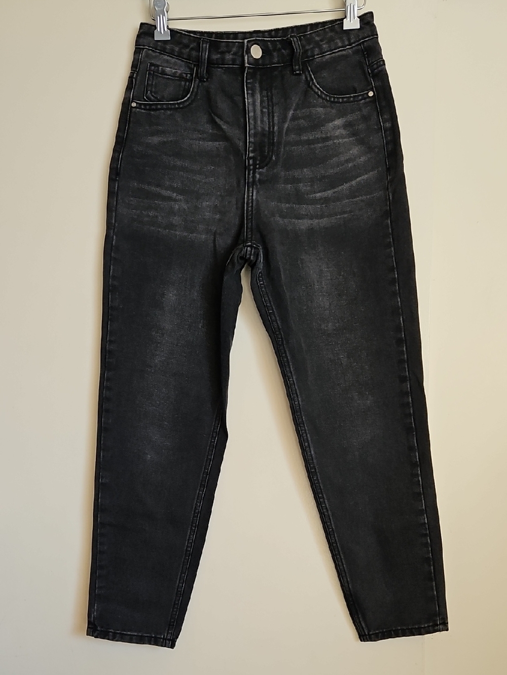 Nasty Gal Faded Black High-Rise Ankle Tapered Leg Jeans Size EU 36